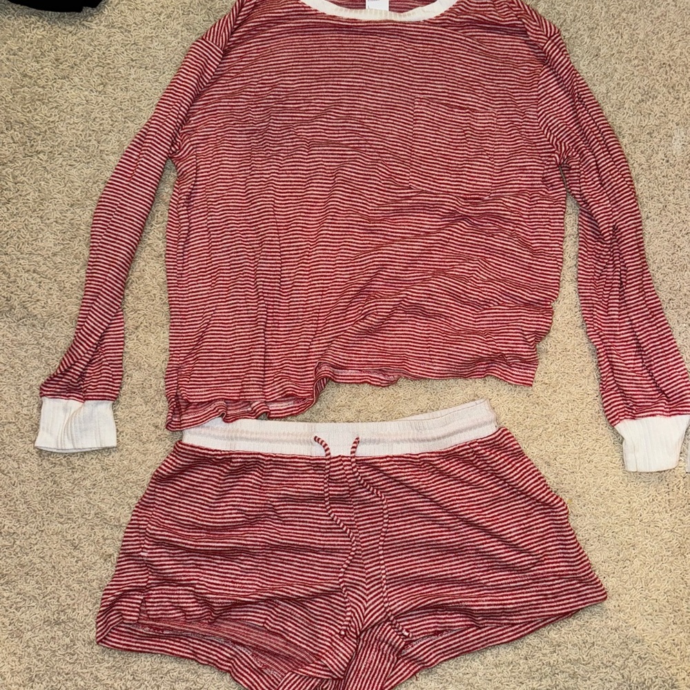 Stars Above Red and White Striped Pajama Set